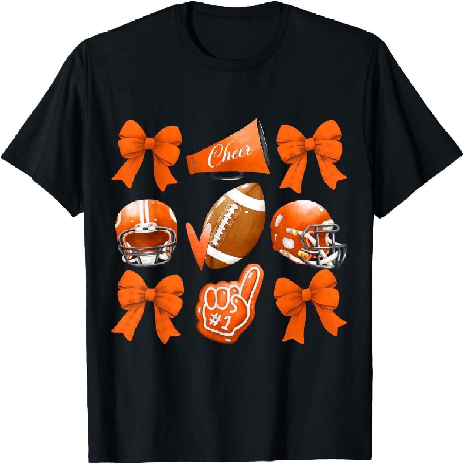 

Orange Coquette Football Cheer Game Day Women Boy Men T-Shirt XXXXXL різнокольоровий