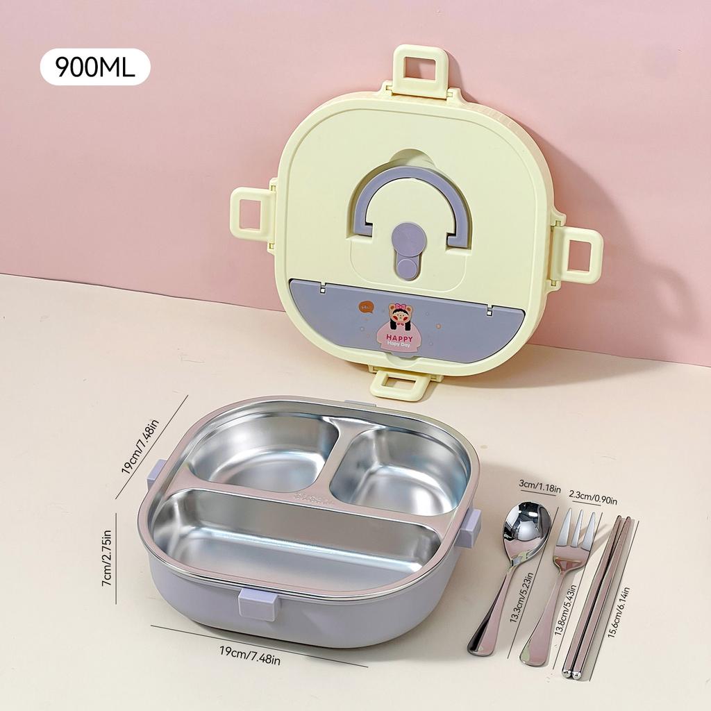WORTHBUY 4/5 Compartment Portable Bento Lunch Box Microwave Safe Sealed 304 Stainless Steel Lunch Container Set For Kids Student
