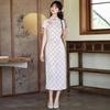 Spring and summer new plaid jacquard young cheongsam, girl small fresh and sweet style literary daily cheongsam woman