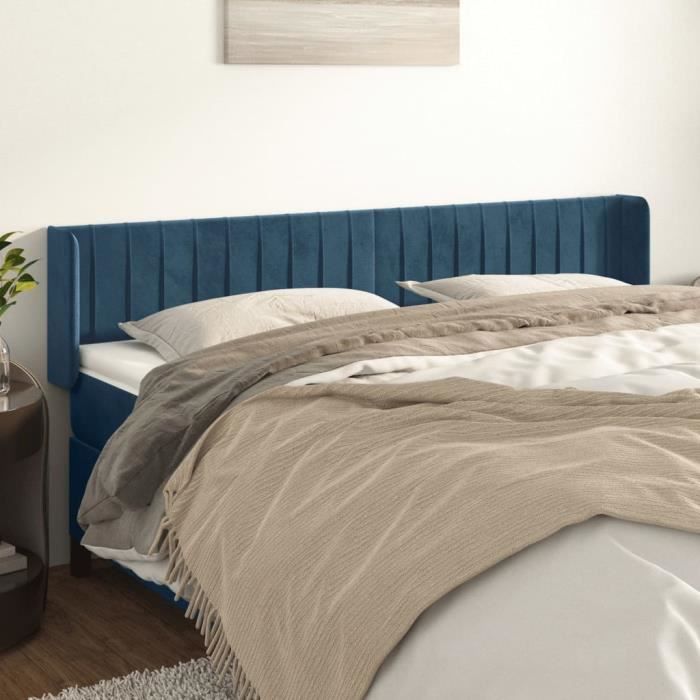 VidaXL Tête de lit avec oreilles Bleu foncé 183x16x78-88 cm Velours3119070