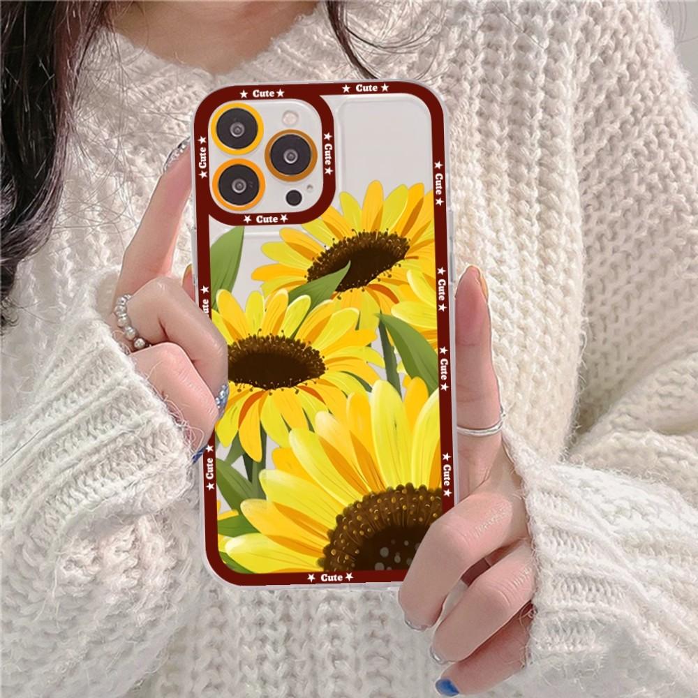 Beautiful Flower Sunflower Phone Case For iPhone 16 15 14 13 12 11 Pro Max XS X XR Mini Protective Cover