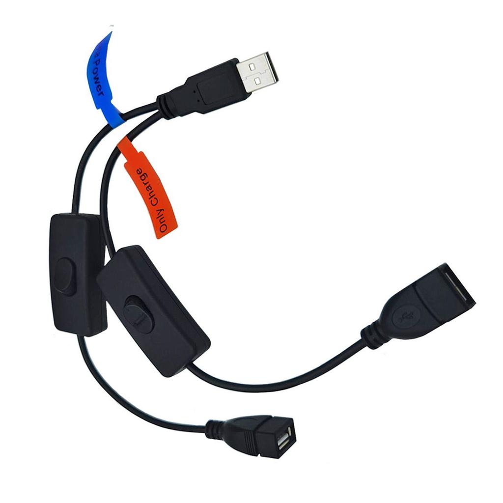 USB Splitterkabel 1 Stecker auf 2 Buchsen Verlängerungs-USB-Kabel mit Ein/Aus-Schaltern Daten Lade Synchronisationskabel für PC