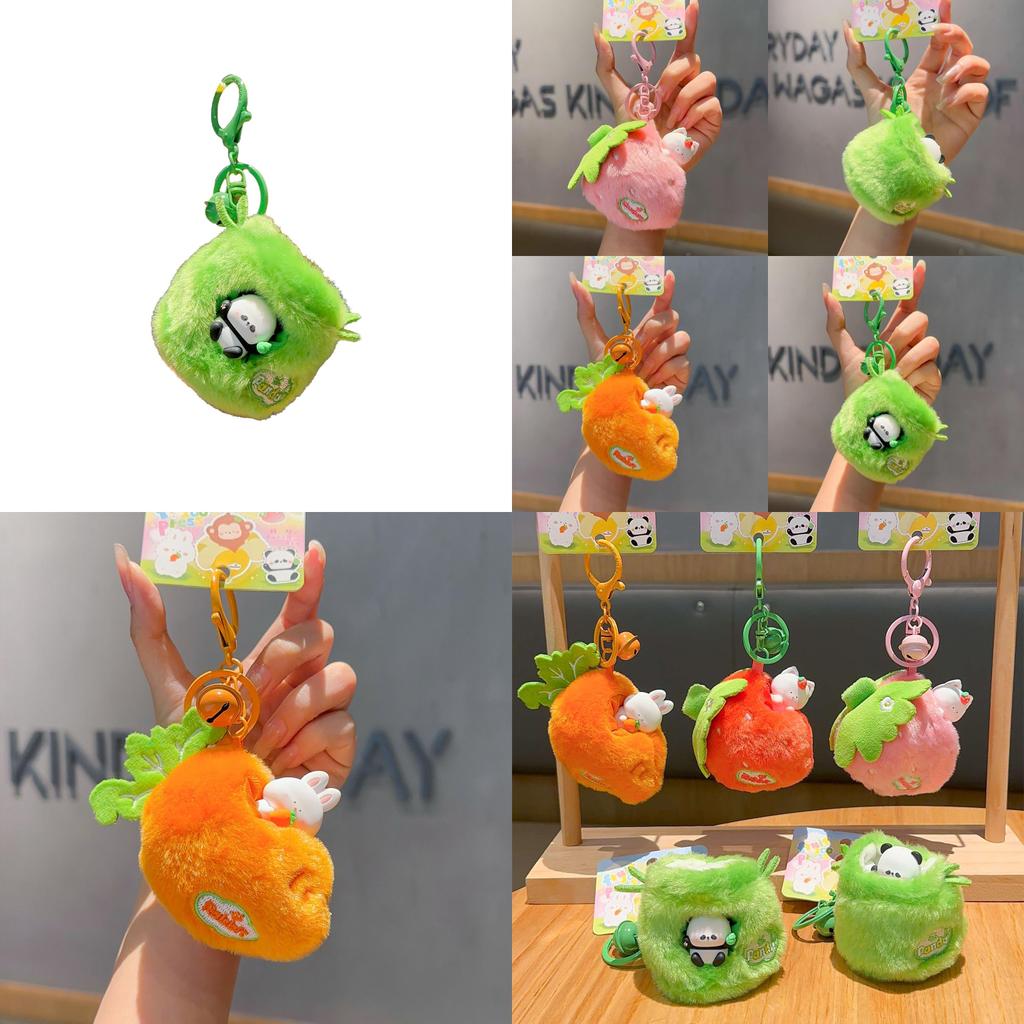 Creative Carrot Strawberry Bamboo Cat Plush Doll Pendant Keychain For Kids And Collectors