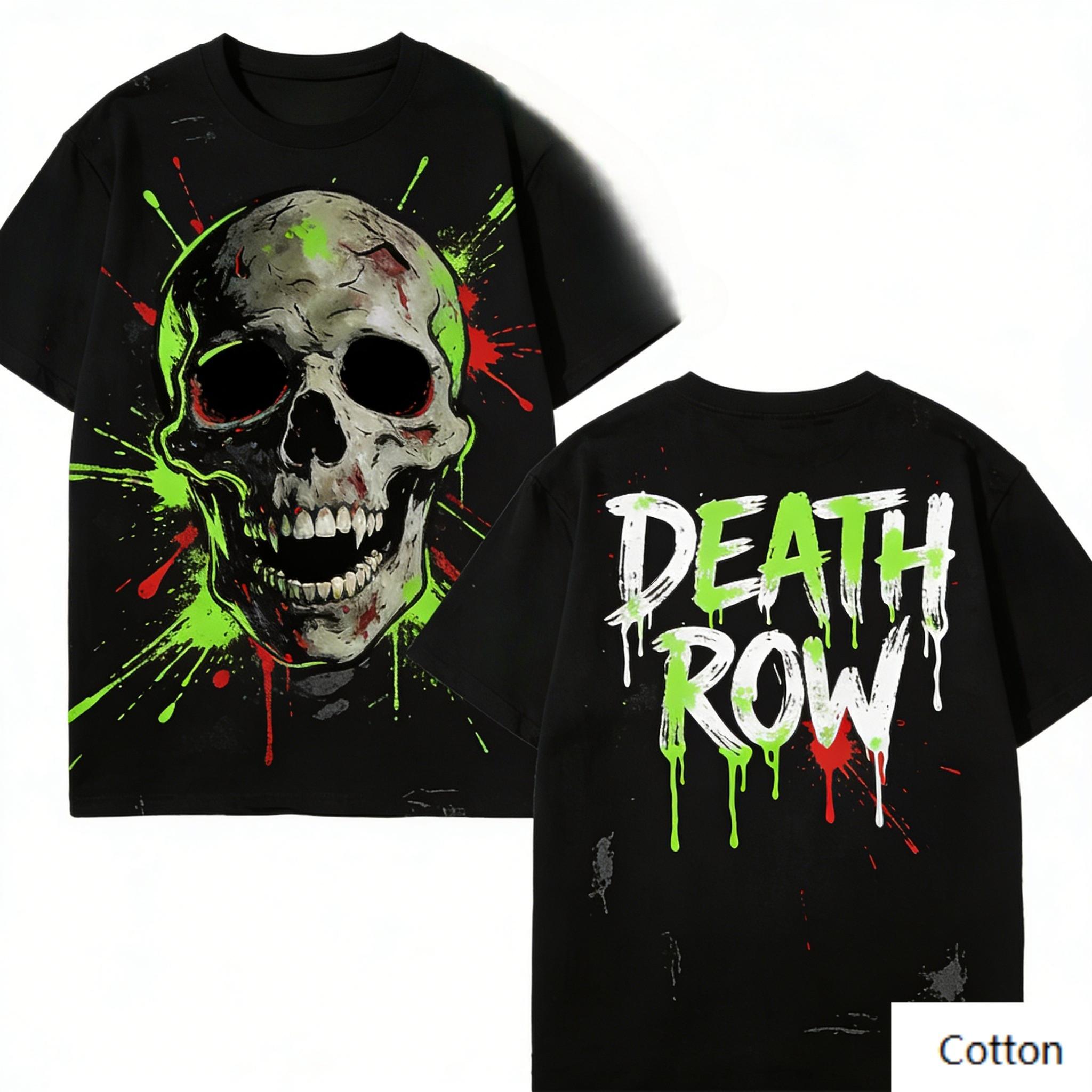 

Neon Cyber DARK NEO Skull Graphic TShirt Gradient Dripping Lettering Print Pure Cotton Tee Cyberpunk Streetwear 4XL