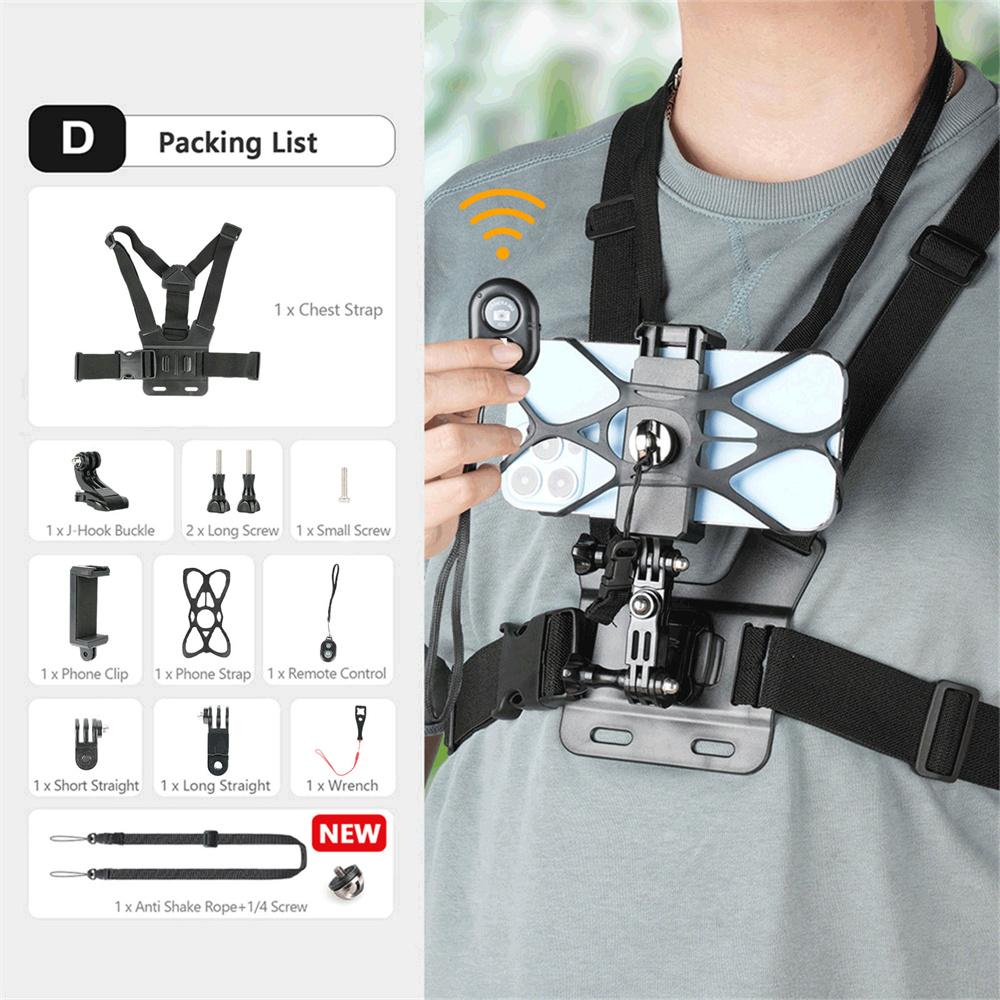 Chest Strap POV Rotate Phone Holder for Iphone Android Smartphone Belt Body Harness Mount for Gopro 12 11 10 9 8 Insta360 Camera 6