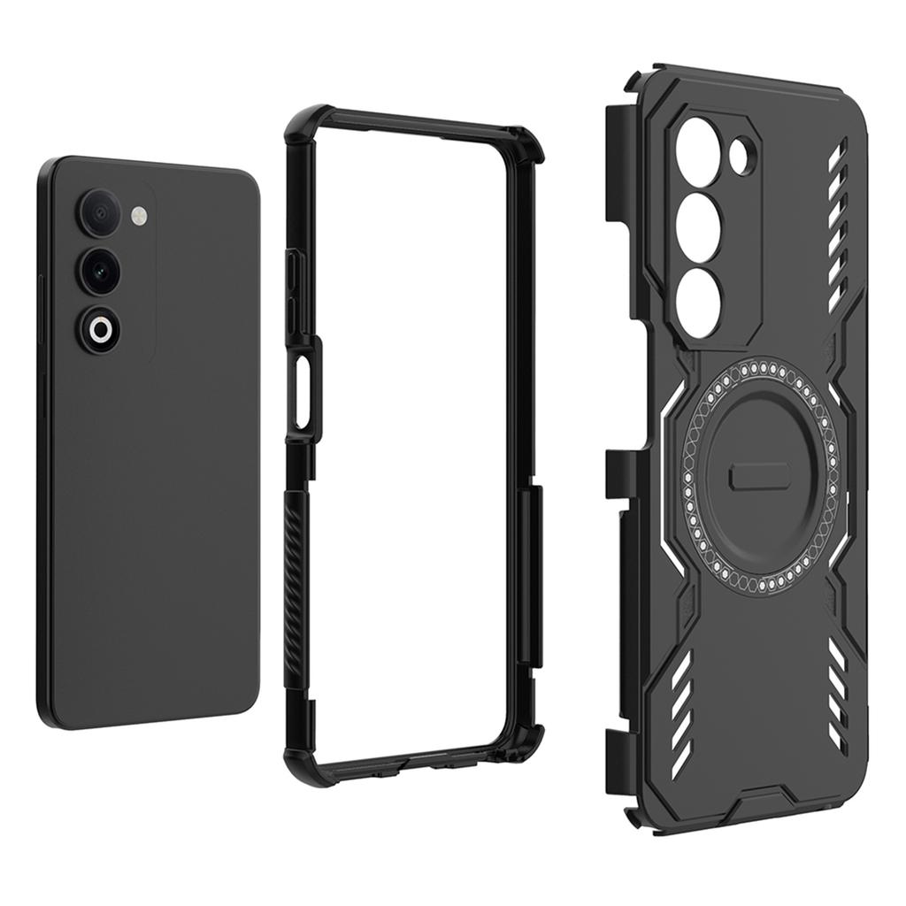 For Oppo A5 5G Magnetic Case Butterfly Armor Hollow Heat Dissipation PC+TPU Phone Cover