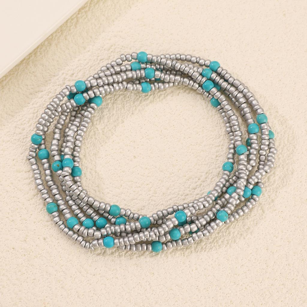 Bohemian Beach Anklet Set, Multi-Layer Beaded & Shell Charm Ankle Bracelets with Starfish, Turtle, Tassel Details
