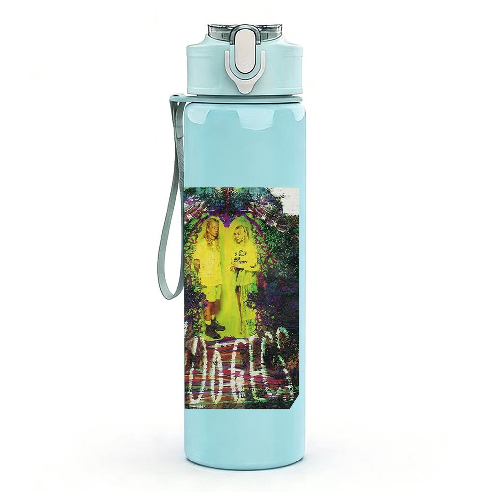 1PC Green Alien Fantasy Retro Grunge Print 750ml Portable Sports Water Bottle Leakproof Gym Outdoor Travel Drink Cup