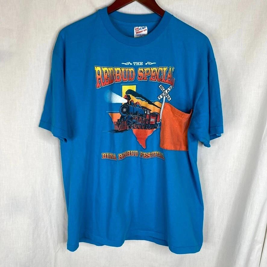 

Redbud Special Buna Texas Train single stitch graphic pocket t-shirt 90s size XL 3XL