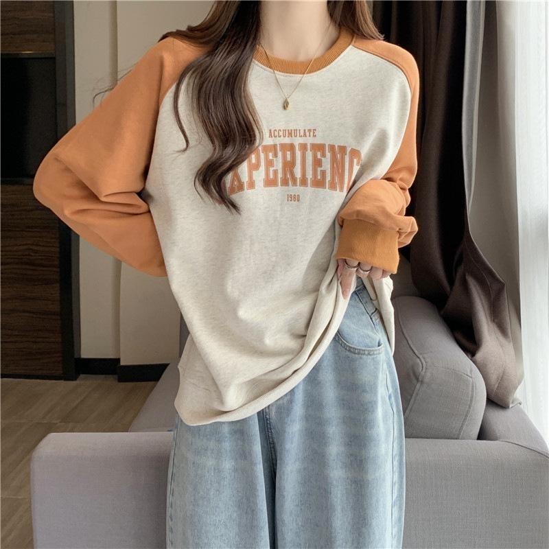 

Женская толстовка с капюшоном и длинными рукавами с цветными блоками на плечах, свободная студенческая куртка 2XL оранжевый