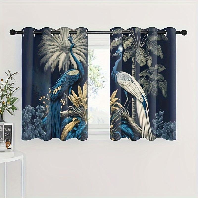 2pcs Peacock Pattern Curtain Decorative Window Drape Window Treatments For Bedroom Living Room Home Decoration Room Decoration