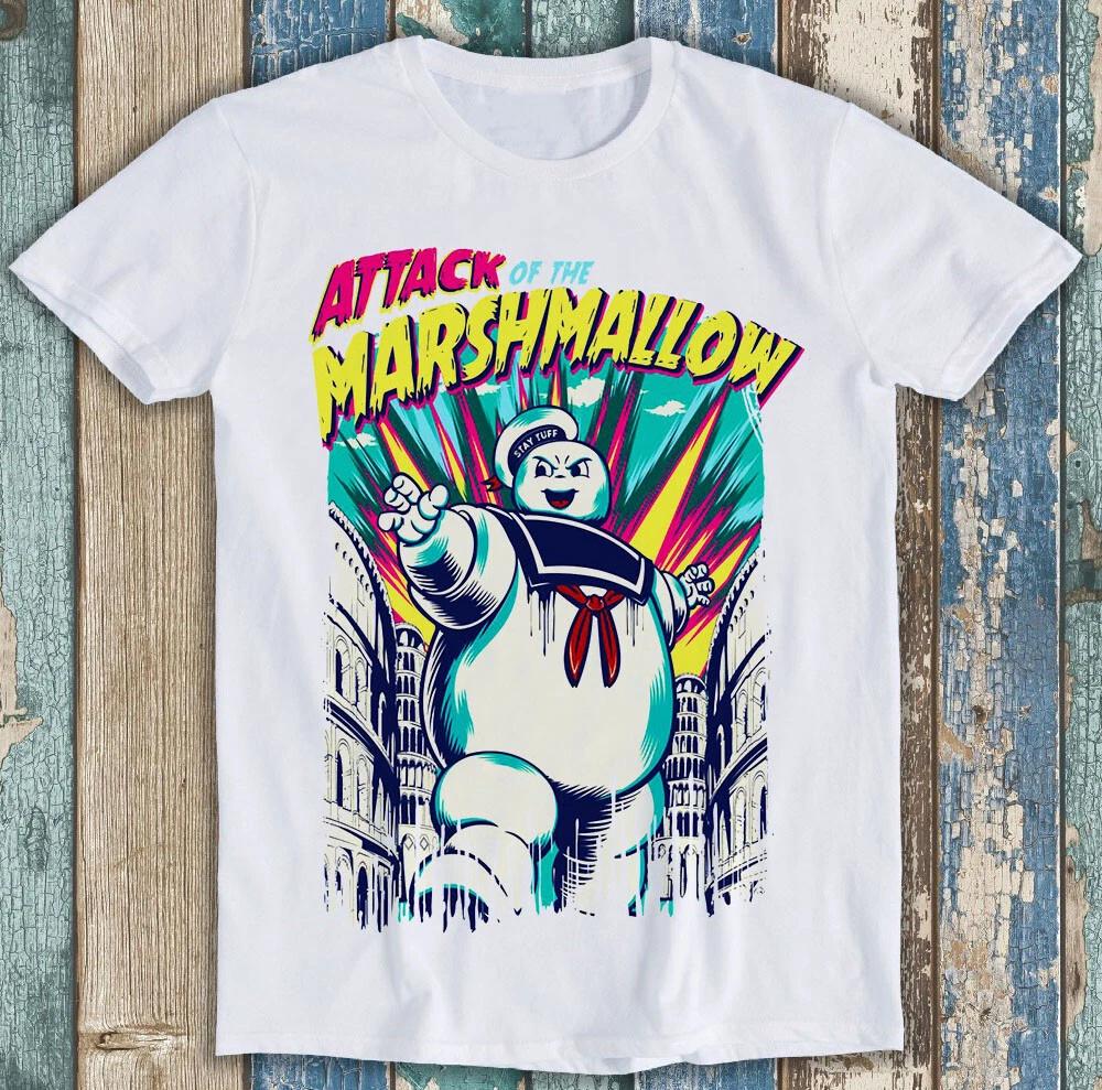 Stay Puft Ghostbusters Attack Of The Marshmallow Забавная футболка в подарок M1499 S