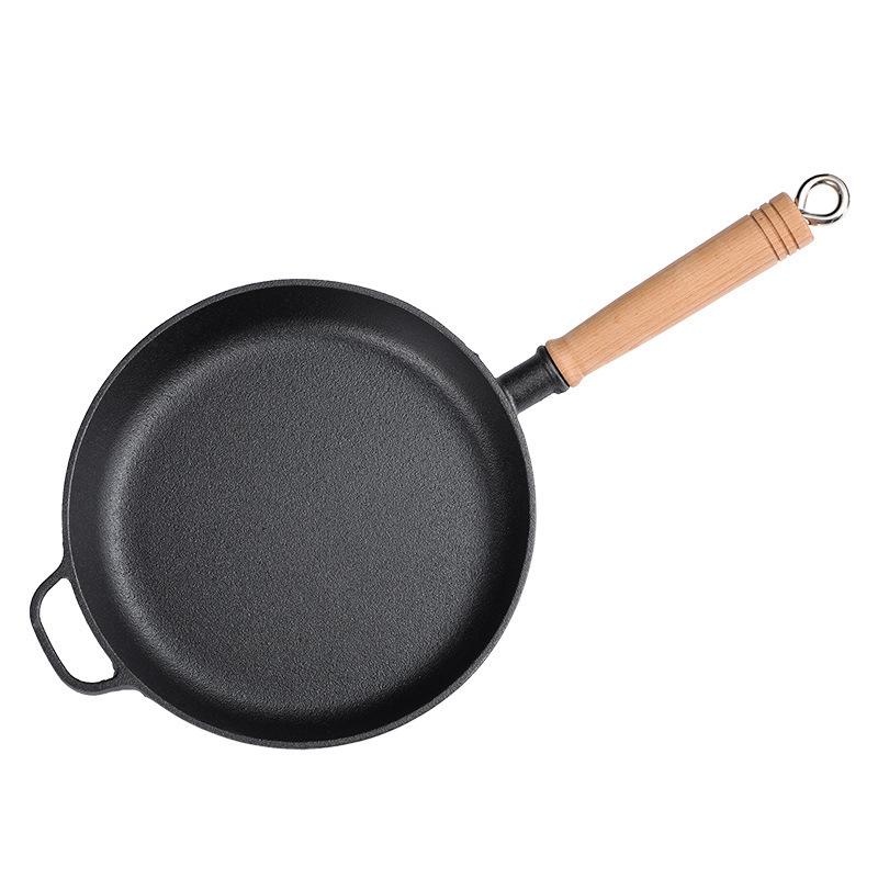 Uncoated Cast Iron Multi-Use Pan for Eggs, Pancakes, Steamed Buns, and Steak - Small Wok, Oil-Free Cooking.