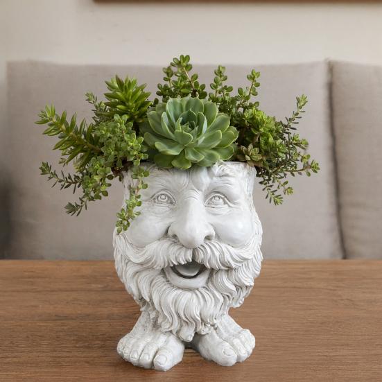 Face Flower Pot, Head Planter Pot, Funny Shape Face Planter Statue, Cute Resin Planter for Indoor Outdoor Plants Garden Decorations