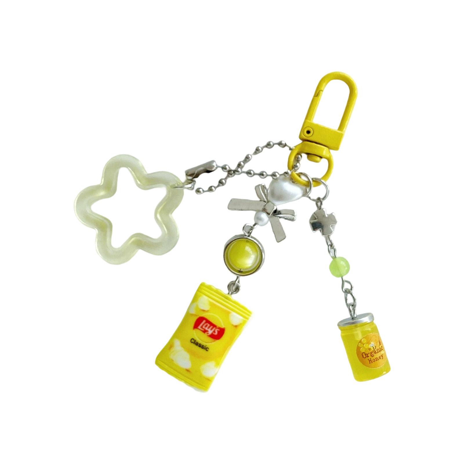 

Винтажный брелок-шарм для перекуса, ретро-дизайн с желе и чипсами, смола, милый аксессуар для сумок, идея для подарка жёлтый
