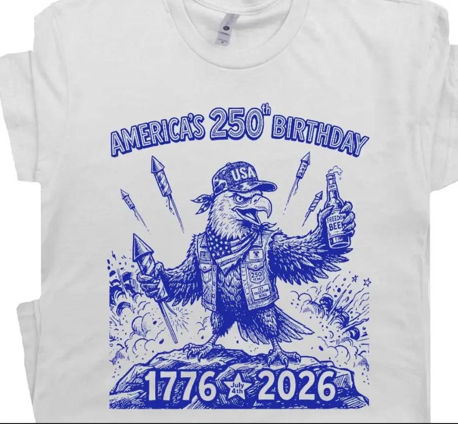 USA 250th Anniversary T Shirt Funny 4th of July Shirt America Semiquincentennial XL