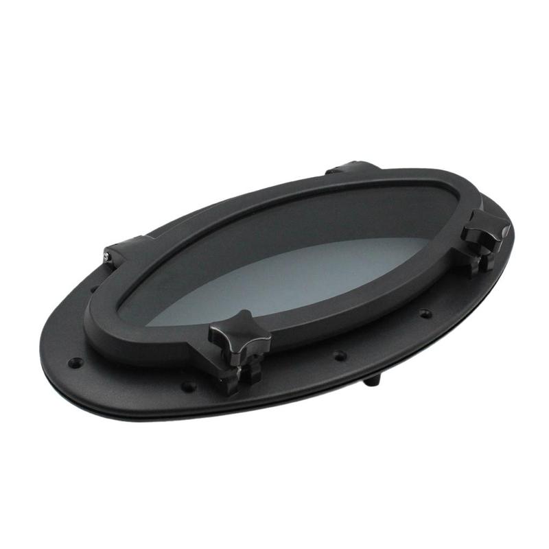 Black Oval Opening Porthole - Marine/Boat/RV Portlight Access Hatch Window