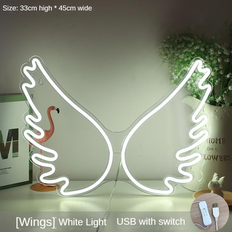 

Украшения для вечеринок Светящиеся палочки Неоновый свет Украшение комнаты Красочные огни Атмосфера Креативные украшения Подсветка Крылья ангела белый