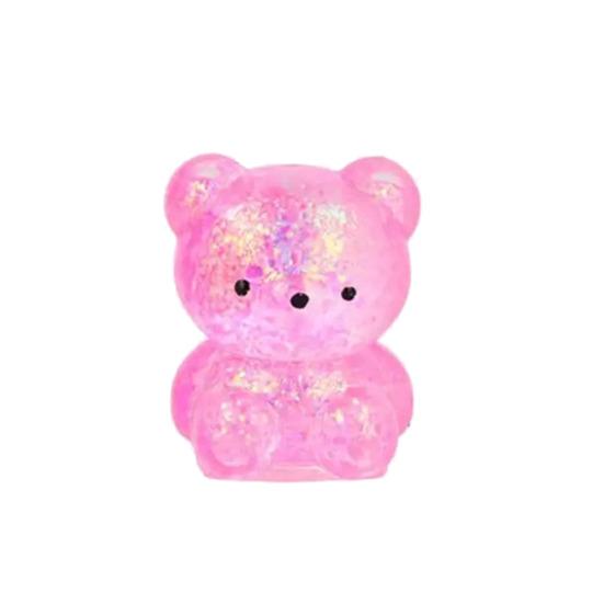 Mini Glitter Bear Squeeze Toy Stress Relief Clear Bear Stress Sugar Ball Sensory Toy Soft Slow Rising Decompression Fidget Toy