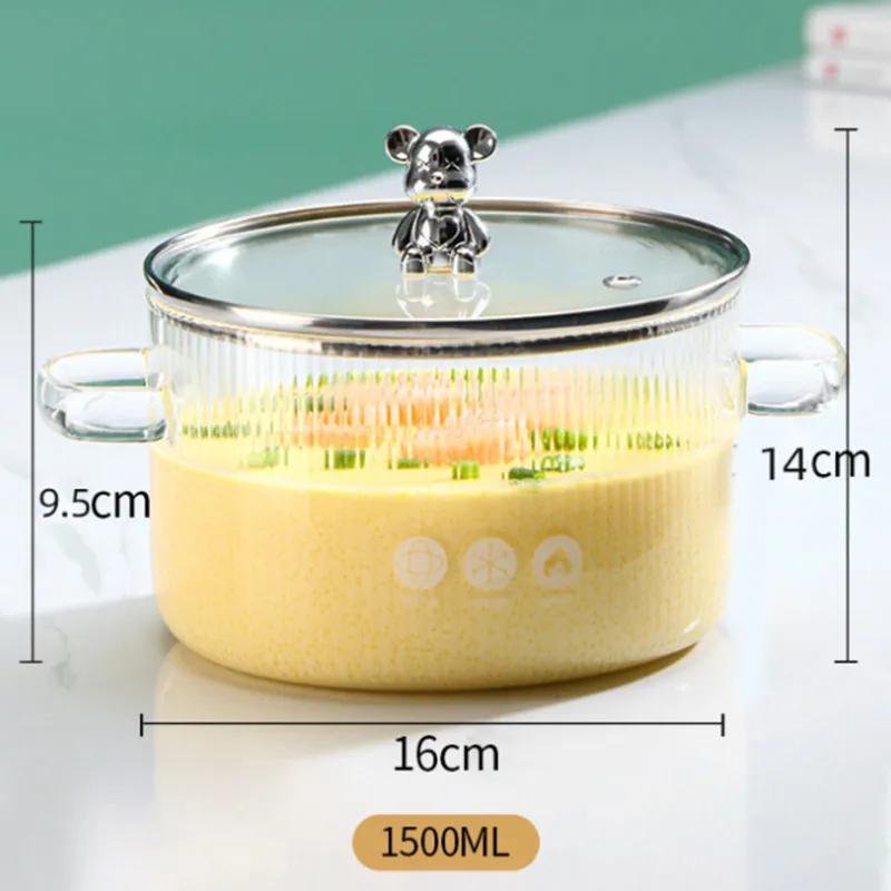 

Маленький Медведь стеклянный суповой котел плита кастрюля с крышкой жаропрочная стеклянная кастрюля амфора кастрюля для лапши быстрого приготовления кастрюля kitchenwar 1500ML белый