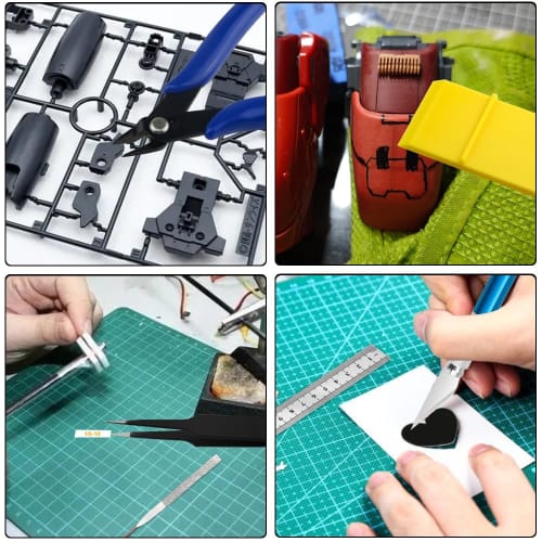 WMYCONGCONG Plastic Model Tool Set, 22-Piece Beginner's Tool Set, Includes Thin-Blade Nippers, File, Precision Tweezers, Modeler's Knife (5 Replacemen