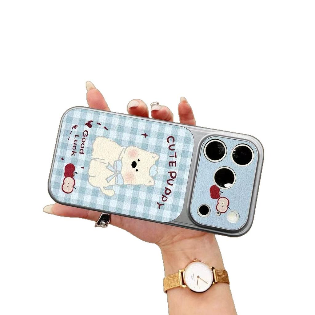Blue puppy is suitable for 17promax mobile phone case 16pro new 15 leather 14 large windows 13 cute 12x female