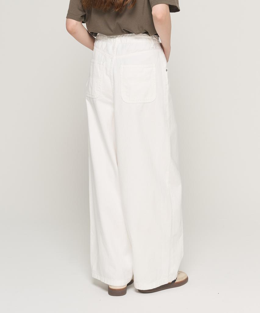 CARGOBROS FOR WOMAN Balloon String Wide Cotton Pants (White)