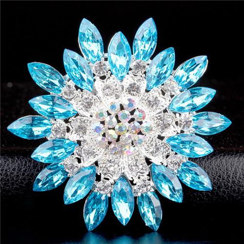 

DIEZI Korean New Bouquet Colorful Charm Brooch Jewelry Red Flower Crystal Rhinestone Bride For Wedding Brooch Pins Women Brooch синій
