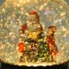 Christmas Snow Globe with Music and Lights, Santa and Child Scene for Christmas Decoration, Party Gift, Bronze