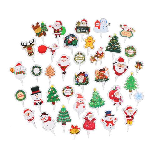 Lanito Cupcake Toppers, Cute Christmas Cake Decorations, 74 Pieces, for Fruits, Sweets, and Lunch Boxes, Party Supplies, Merry Christmas Decorations