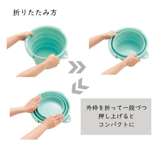 ISETO Folding Bucket, Soft Bucket Type 8, Gray, 8L, 32.8cm W x 30.0cm D x 4.9-22.2cm H, Made in Japan, Heat Resistant up to 100C, Disaster Preparedne