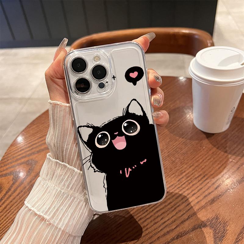 

Black Cat Phone Case for iPhone 17 Air 16 15 14 13 12 11 Pro Max Plus Mini Xs X 8 7 Soft Transparent Cover Fundas Accessory iPhone 13Mini