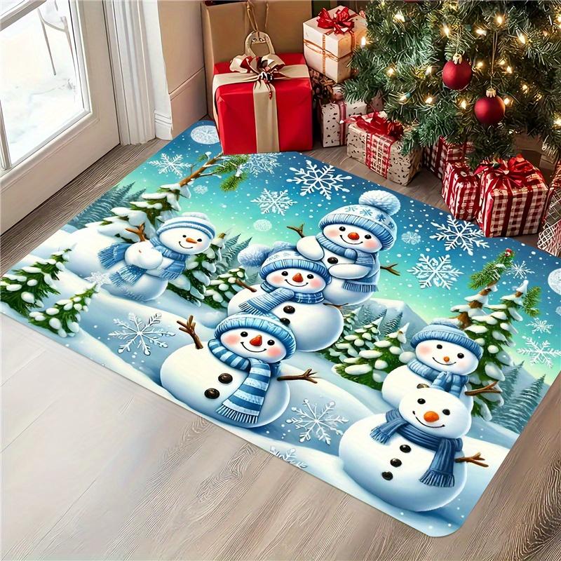 1pc Festive Snowman Welcome Doormat - Indoor/Outdoor Flannel Mat for Christmas, High-Quality, Machine Washable, Ideal for Kitche