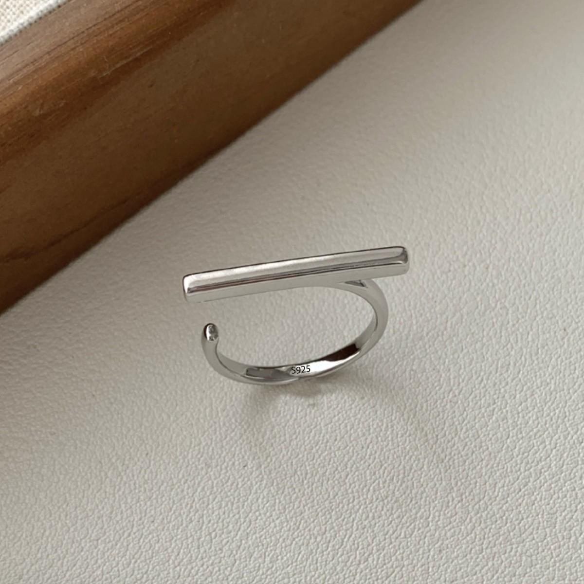 

PANJBJ 925 Sterling Silver Line Rings for Women Creativity Minimalist Classic Open Office Party Jewelry Gift Prevent Allergy