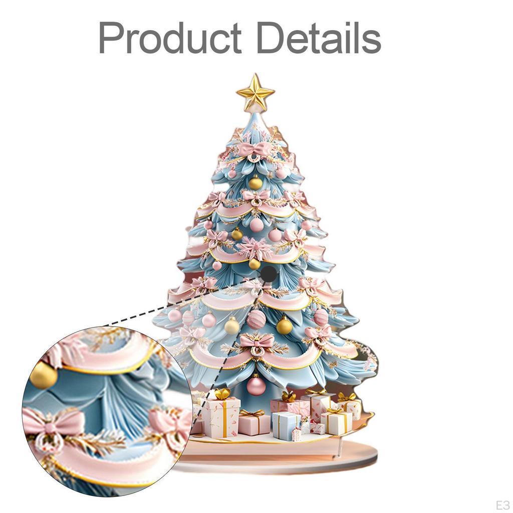 2D Julgran Skylt Akryl Ornament Konstverk Heminredning för Skåp Matsal Skrivbord