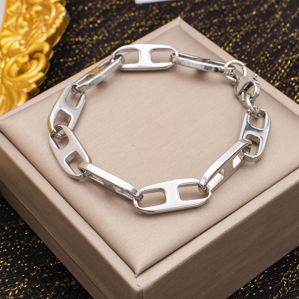 Unisex Chain Bracelet Silver and Gold Color - Simple Stainless Steel Jewelry Link Chain for Men, Hypoallergenic Gift