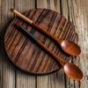 Natural Honey Spoon Kitchen Gadgets Long Handle Dinner Soup Spoon Fork Wooden Spoon Tableware