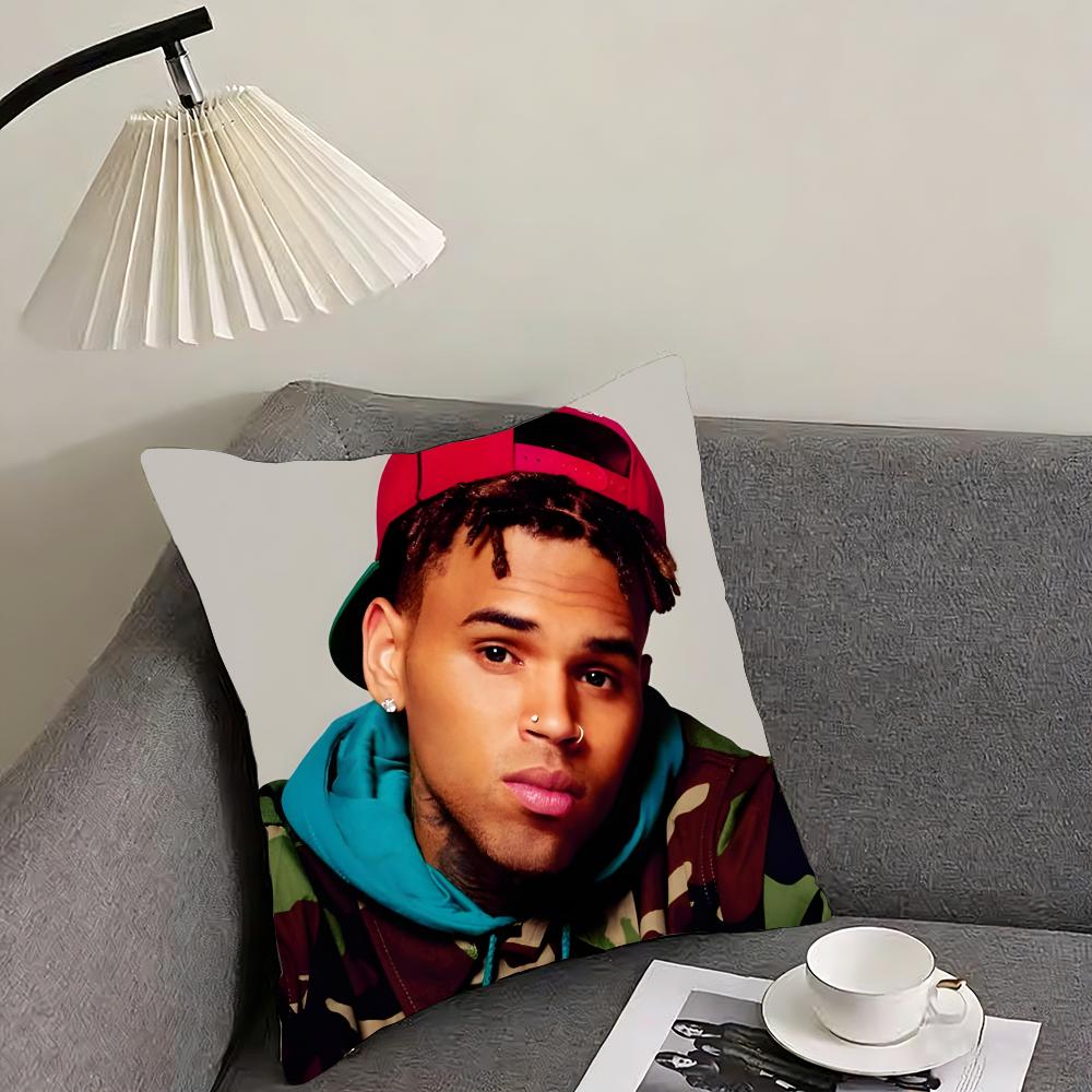 C-Chris Brownn Rapper Cushion Cover Pillowcase Ultra Soft Skin Friendly Fabric Cloud Like Comfort & Concealed Zipper