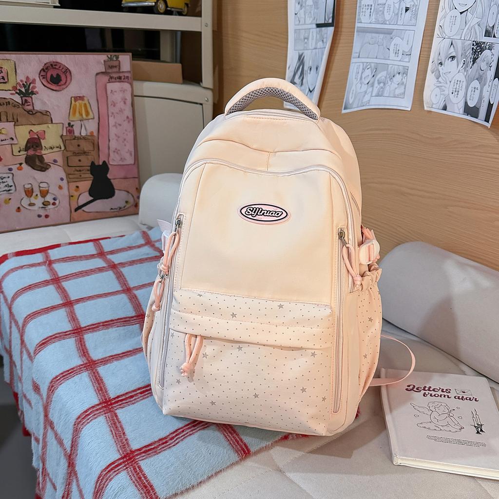 Schoolbag Cute Star Schoolbag Large Capacity College Style Junior High School Girls High Value New Multi-compartment Backpack