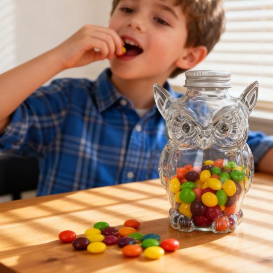 Animal Shape Glass Candy Jar Airtight Pet Treat Container for Kitchen Storage Transparent Canister for Cookies Coffee Snack