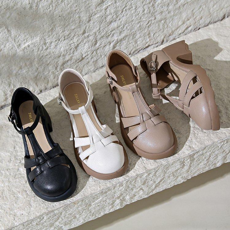 Coarse heel sandals children 2025 summer sandals women Mary Jane soft sole coarse heel shallow mouth round head women sandals women trend