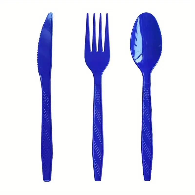 75 Sets of Reusable Multicolor Plastic Cutlery Knives, Forks and Spoons, Which Are Very Suitable for Dining Parties.