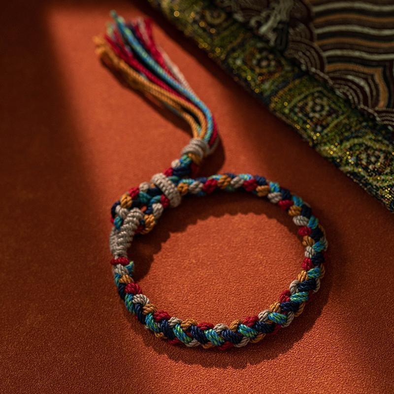 Hand-woven Colorful Hand Rope Plain Rope Hand Rubbing Cotton Bracelet Jewelry Ethnic Style Bracelet Adjustable Gift
