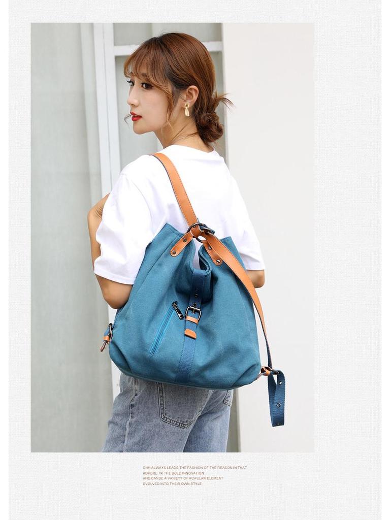 Versatile Canvas Women's Bag: Casual Shoulder, Backpack, Bucket, and Crossbody Styles.