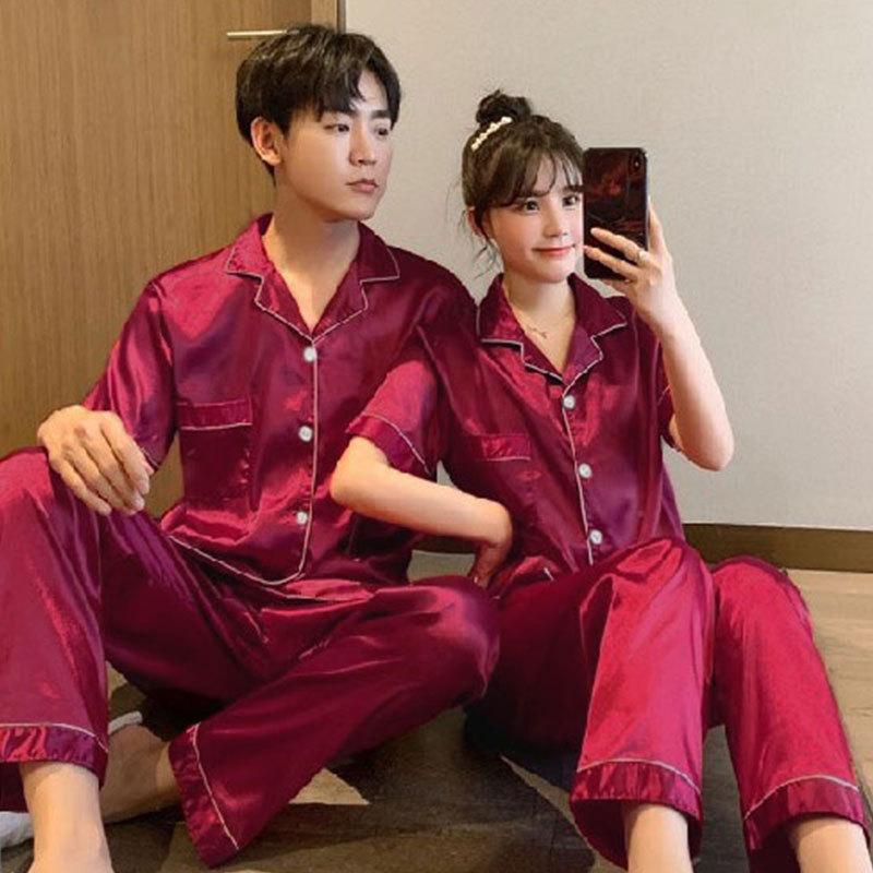 Fabrik Paar Pyjama Damen Sommer Dünne Eis Seide Sommer Kurzarm Shorts Hauskleidung Herren Anzug Atmungsaktive Eis Seide