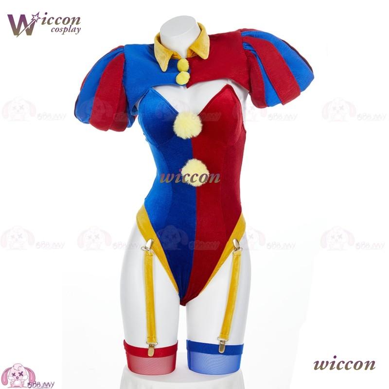 Clown Zirkus Cosplay Kostüm Design Erwachsenen Digital Pomnii Perücke Hut Samtrock Karikatur Weihnachten Party Karneval Outfit