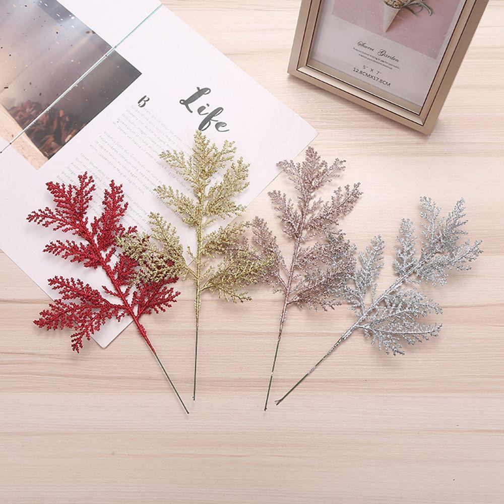 Wedding Home Glitter Glitter Leaves Christmas Tree Decor Artificial Flower Christmas Decorations