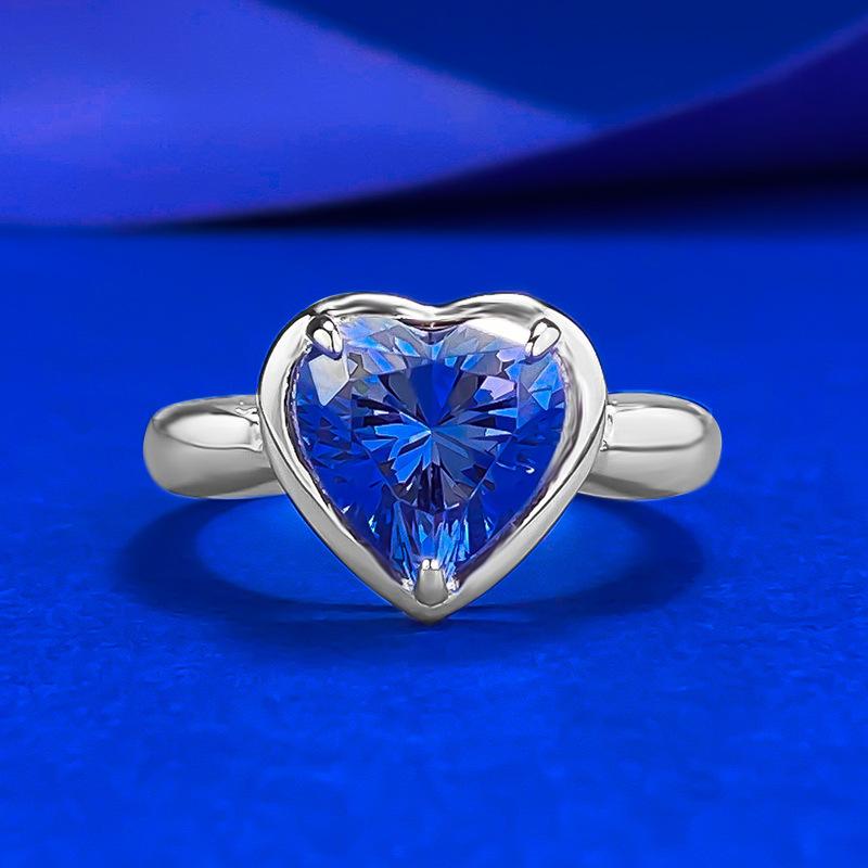 3 Carat Heart Of The Ocean Tanzanite Love Ring Summer Hot Push
