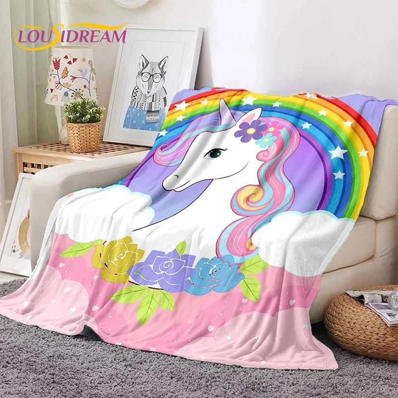 3D Cute Dream Unicorn Cartoon Girl Soft Flannel Blanket for Beds Bedroom Sofa Picnic,Throw Blanket for Outdoor Leisure Nap Gift