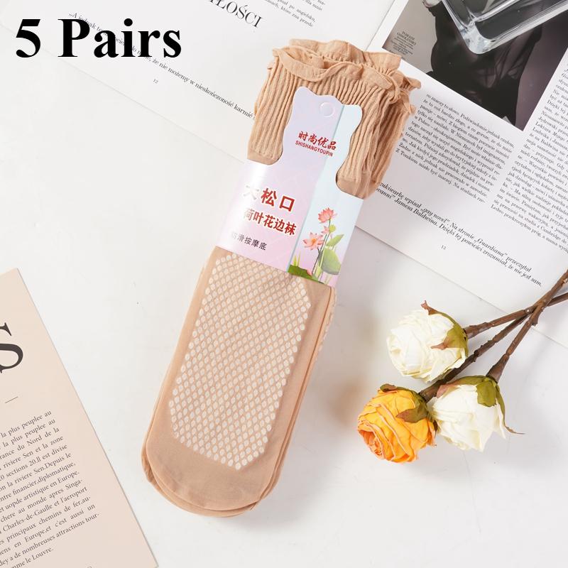 

1/5 пар жіночих повсякденних літніх сексуальних ультратонких прозорих кришталевих шовкових шкарпеток для жінок Короткі шкарпетки Жіночі високі прозорі шкарпетки 5 Pairs